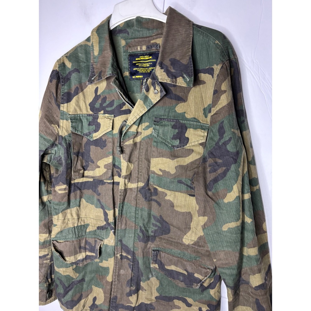 Alpha Industries Mens M-65 Camo Field Jacket World Tour Dragon Embroidery Large - Picture 5 of 11